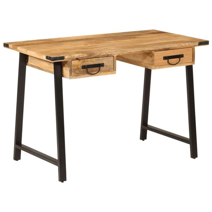 vidaXL Bureau met lades 105x55x70 cm massief mangohout en, Maison & Meubles, Chaises de bureau, Envoi