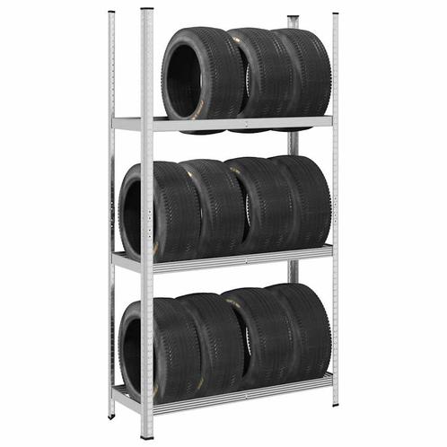 vidaXL Bandenrek 3-laags 110x40x200 cm staal zilverkleurig, Huis en Inrichting, Kasten | Stellingkasten, Nieuw, Verzenden