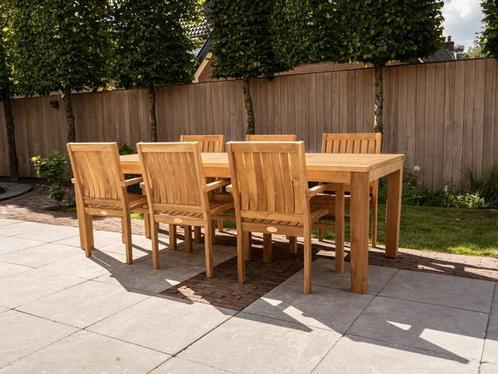 Compleet 6 persoons teak tuinset | Direct leverbaar!, Tuin en Terras, Tuinsets en Loungesets, Eettafel, Stoel, Nieuw, Teakhout
