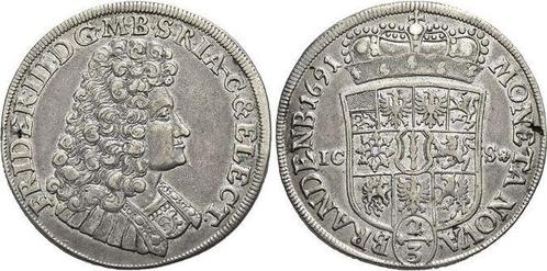 2/3 taler, daalder(gulden) 1691 Brandenburg-Preussen Prui..., Timbres & Monnaies, Monnaies | Europe | Monnaies non-euro, Envoi
