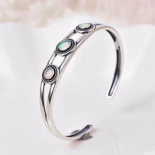 Zonder Minimumprijs - Armband Zilver - Opal - Gecertificeerd, Handtassen en Accessoires, Antieke sieraden