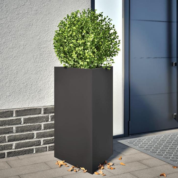 vidaXL Plantenbak driehoek 50x43x75 cm staal zwart, Tuin en Terras, Bloempotten, Nieuw, Verzenden