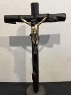 sculptuur, Christ on the cross, polychrome bronze, 18th