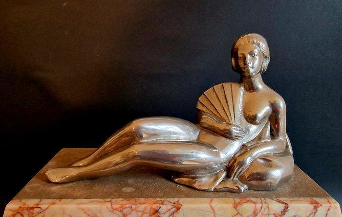 Pendule - Art Deco Marmer, Zinklegering - 1930-1940, Antiek en Kunst, Antiek | Klokken