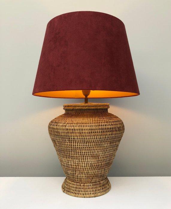 Tafellamp - Rattan, Textiel - XXL Luxe Tafellamp, Antiek en Kunst, Curiosa en Brocante