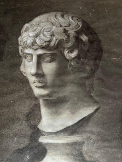 Italiaanse school (XIX) - Buste van een Romeinse god, Antiek en Kunst, Kunst | Schilderijen | Klassiek