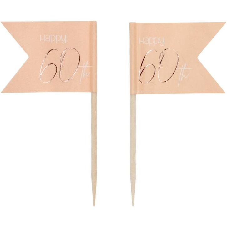 Prikkers 60 Jaar Rose Goud 6,5cm 36st, Hobby en Vrije tijd, Feestartikelen, Nieuw, Verzenden