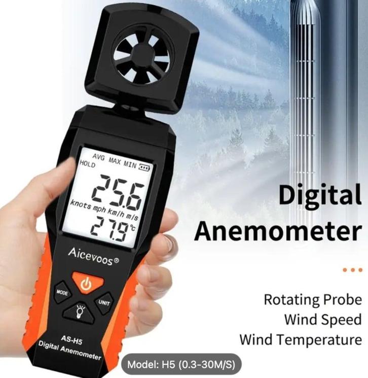 Anemometer, Windsnelheidsmeter Digitale (Meetgereedschap), Auto-onderdelen, Airco en Verwarming, Nieuw, Verzenden