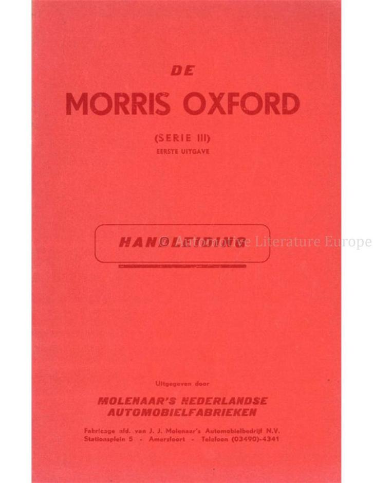 1956 MORRIS OXFORD INSTRUCTIEBOEKJE NEDERLANDS, Autos : Divers, Modes d'emploi & Notices d'utilisation