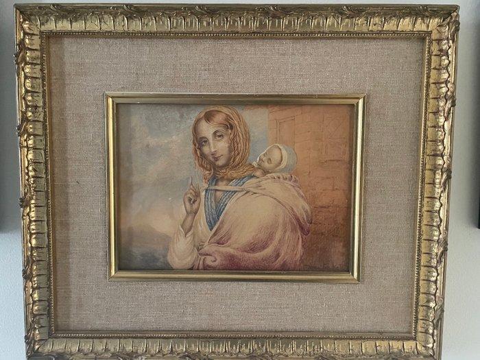 Mari ten Kate (1831-1910) - Moeder met kind, Antiquités & Art, Art | Peinture | Classique