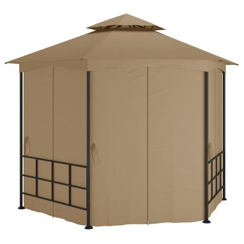 vidaXL Prieel met zijwanden 3,1x2,7 m taupe, Tuin en Terras, Partytenten, Nieuw, Verzenden