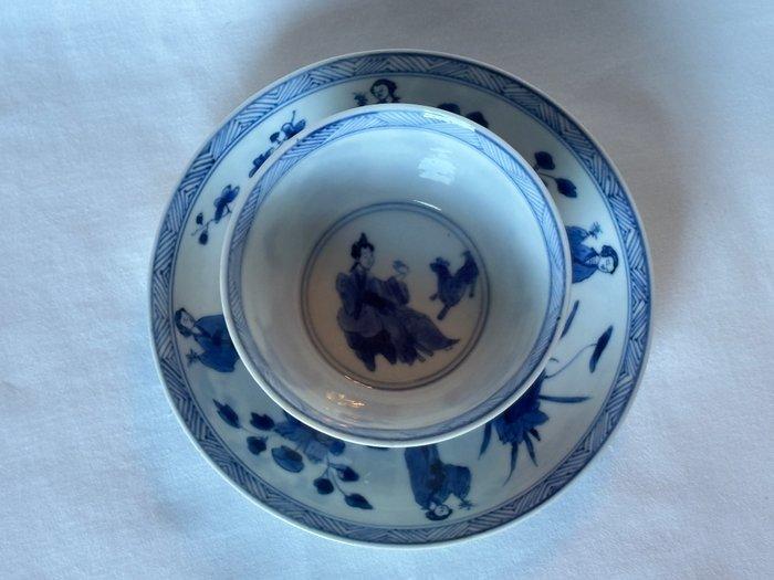 Tasse en porcelaine chinoise avec soucoupe - Porcelaine -, Antiek en Kunst, Antiek | Overige Antiek