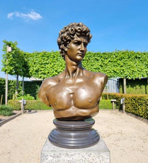 Sculpture, Buste van David - 58 cm - Bronze, Marbre - 2023, Antiek en Kunst, Curiosa en Brocante