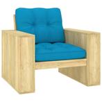 vidaXL Chaise de jardin avec coussins bleu Bois de pin, Verzenden