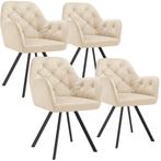 tectake Fluwelen draaistoel Lucia, gestoffeerd - crème, Set, Huis en Inrichting, Stoelen, Verzenden, Nieuw