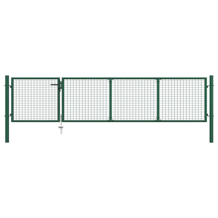 vidaXL Poort 350x75 cm staal groen, Tuin en Terras, Tuinpoorten, Nieuw, Verzenden