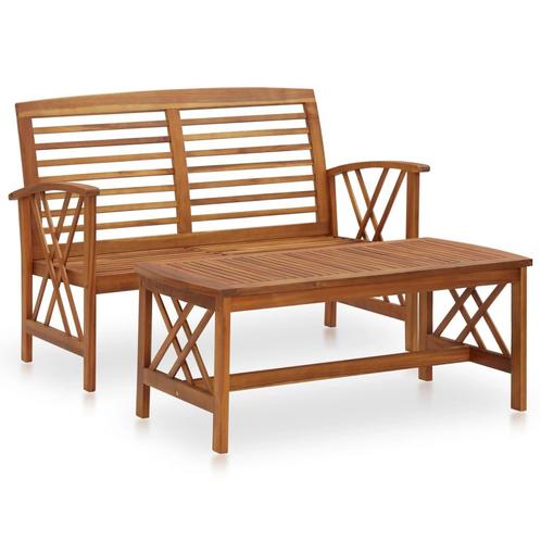 vidaXL 2-delige Loungeset massief acaciahout, Tuin en Terras, Tuinsets en Loungesets, Loungeset, Nieuw, Verzenden