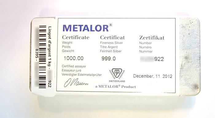 1 kilogram - Zilver .999 - Verzegeld en met certificaat, Postzegels en Munten, Edelmetalen en Baren
