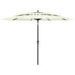 vidaXL Parasol 3-laags met aluminium paal 3 m zandkleurig, Verzenden, Nieuw
