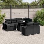 vidaXL 11-delige Loungeset met kussens poly rattan zwart, Tuin en Terras, Verzenden, Nieuw, Loungeset