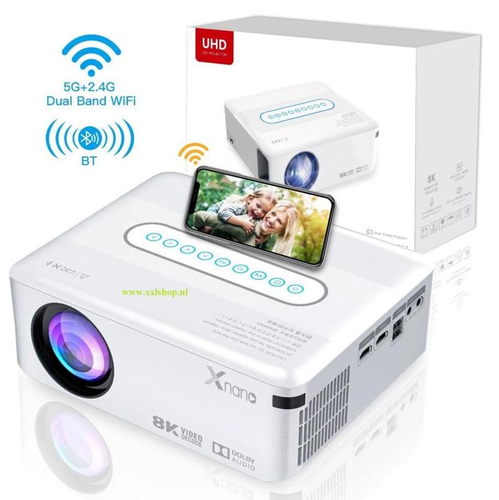 Beamer projector 4K 8K DOLBY Android 12.000 lumen WIFI/5G/BT, Audio, Tv en Foto, Beamers, Nieuw, Verzenden