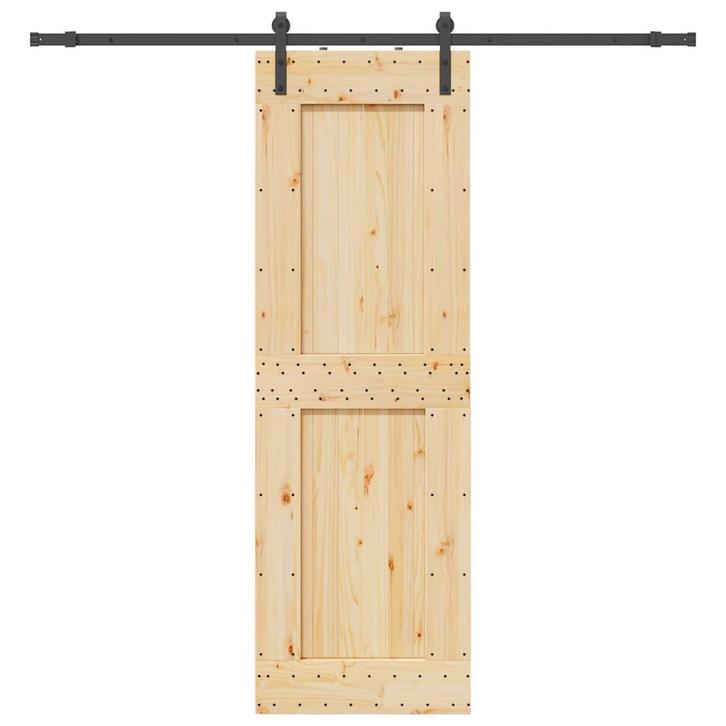vidaXL Schuifdeur met beslag 70x210 cm massief grenenhout, Doe-het-zelf en Bouw, Deuren en Vliegenramen, Nieuw, Verzenden