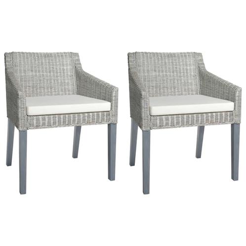 vidaXL Chaises à manger avec coussins lot de 2 gris, Maison & Meubles, Chaises, Neuf, Envoi