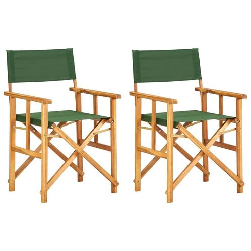 vidaXL Regisseursstoelen 2 st massief acaciahout groen, Tuin en Terras, Tuinstoelen, Nieuw, Verzenden