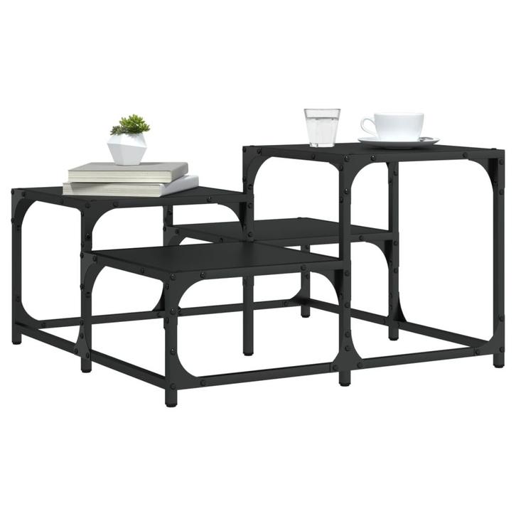 vidaXL Salontafel 68x68x40 cm bewerkt hout zwart, Huis en Inrichting, Tafels | Salontafels, Nieuw, Verzenden