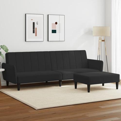 vidaXL Canapé-lit à 2 places avec repose-pied noir, Maison & Meubles, Canapés | Salons, Neuf, Envoi