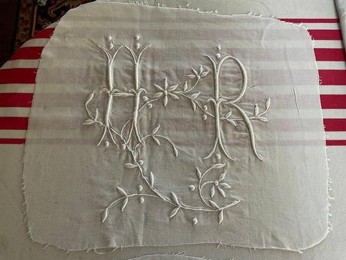 Feutre tardif de Napoléon III, initiales en lin et coton de, Antiek en Kunst, Antiek | Tapijten, Tafelkleden en Textiel