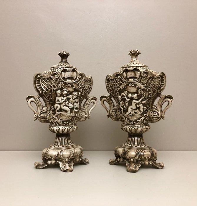 Capodimonte - dekselvaas (2) - Biscuit porselein, Antiek en Kunst, Antiek | Glaswerk en Kristal