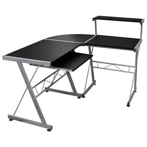 vidaXL Hoekbureau 132x112x99 cm bewerkt hout zwart, Huis en Inrichting, Bureaus, Nieuw, Verzenden