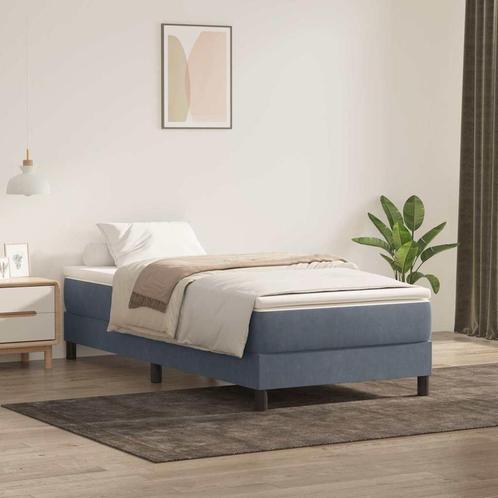 vidaXL Boxspring met matras fluweel donkergrijs 80x220 cm, Huis en Inrichting, Slaapkamer | Bedden, Nieuw, Verzenden