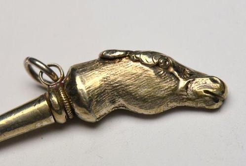 Antique - 800 silver - pocket watch winding key with horse, Handtassen en Accessoires, Horloges | Heren