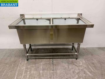 RVS Spoeltafel Vogue CF406 Dubbele spoelbakken 141 cm Horeca, Ophalen of Verzenden