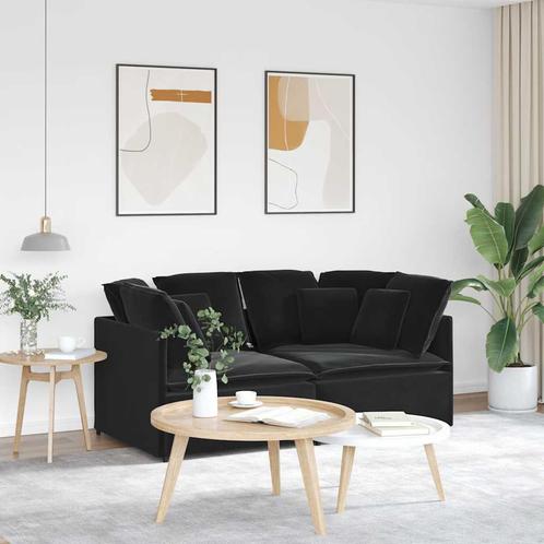 vidaXL Modulaire bank met kussens fluweel zwart, Huis en Inrichting, Zetels | Zetels, Nieuw, Verzenden