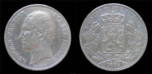 Belgium Leopold I 5 frank 1865 zilver, Postzegels en Munten, Munten | Europa | Niet-Euromunten, België, Verzenden