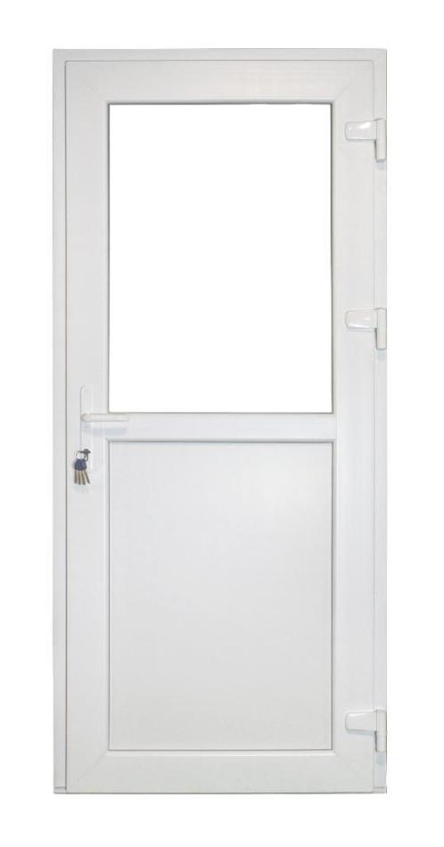 PVC Deur 1/2  glas Premium b98xh215 cm wit L, Doe-het-zelf en Bouw, Deuren en Vliegenramen, Nieuw, Glas, Kunststof, Metaal, Buitendeur