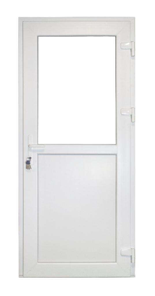 PVC Deur 1/2  glas Premium b98xh215 cm wit L, Doe-het-zelf en Bouw, Deuren en Vliegenramen, Nieuw, Glas, Kunststof, Metaal, Buitendeur