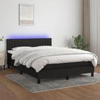 vidaXL Boxspring met matras en LED stof zwart 140x200 cm, Huis en Inrichting, Slaapkamer | Bedden, Verzenden, Nieuw