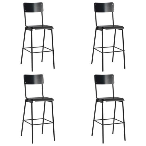 vidaXL Barstoelen 4 st massief multiplex staal zwart, Huis en Inrichting, Barkrukken, Nieuw, Verzenden