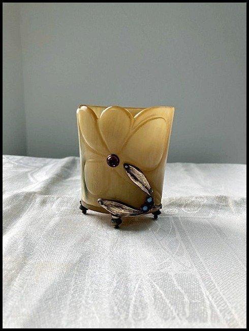 Jardinière - Hoorn - hoorn en verguld brons, Antiek en Kunst, Kunst | Designobjecten