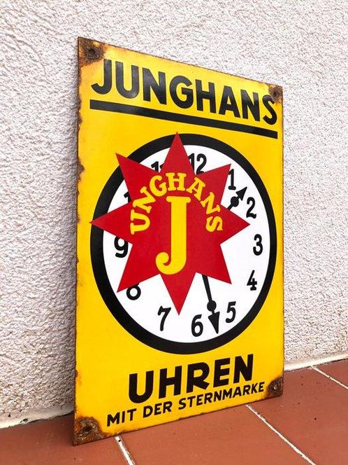 Rare Vintage JUNGHANS Uhren Watches Shop Door Advertising, Antiek en Kunst, Antiek | Wandborden en Tegels