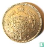 België 20 francs 1933 (FRA - positie A), Verzenden, Losse munt, Goud