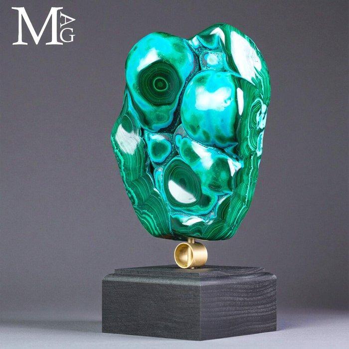 Malachite en Chrysocolla - botroïdale vorming - houten en, Collections, Minéraux & Fossiles