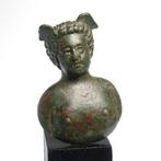 Oud-Romeins Brons Mercurius buste, Antiquités & Art