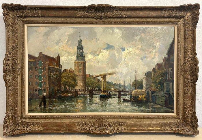 David Schulman (1881-1966) - Zicht op de Montelbaanstoren,, Antiek en Kunst, Kunst | Schilderijen | Klassiek