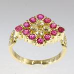Ring - 14 karaat Geel goud Diamant (Natuurlijk) - Robijn, Handtassen en Accessoires, Ringen, Nieuw
