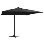 vidaXL Zweefparasol met LED en stalen paal 250x250 cm zwart, Verzenden, Nieuw